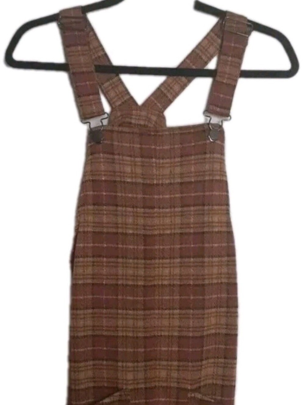 No Boundaries Plaid Overall Jumper Dress Womans Size S NWT